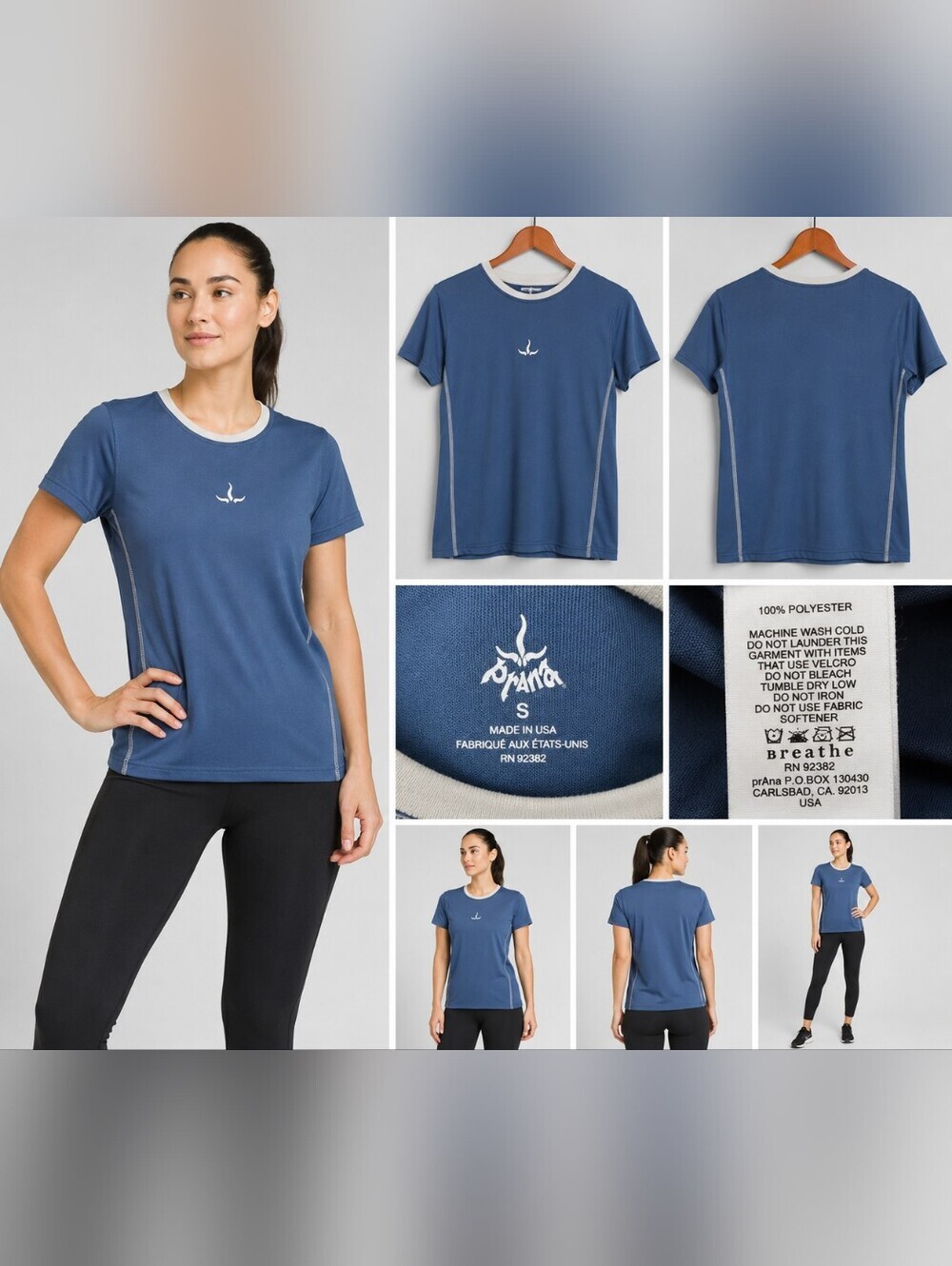 prAna Blue Performance Athletic Shirt Women Small Workout Activewear Top.